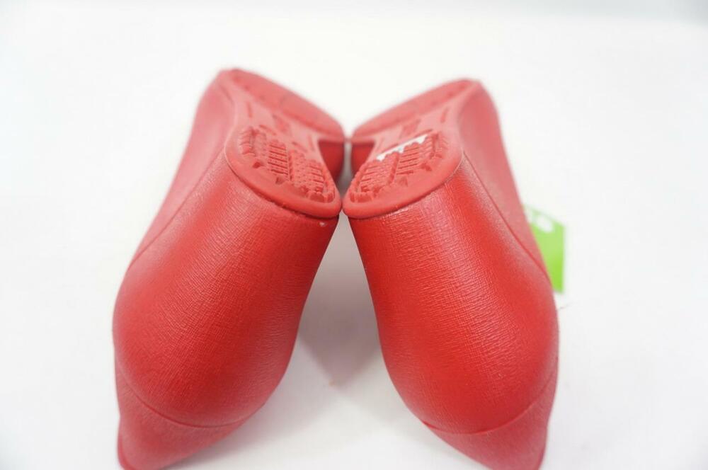 CROCS CAP TOE WEDGE USED 8 DARK RED/BLACK SLIP ON WEDGES/HEELS/SANDALS - Picture 8 of 9